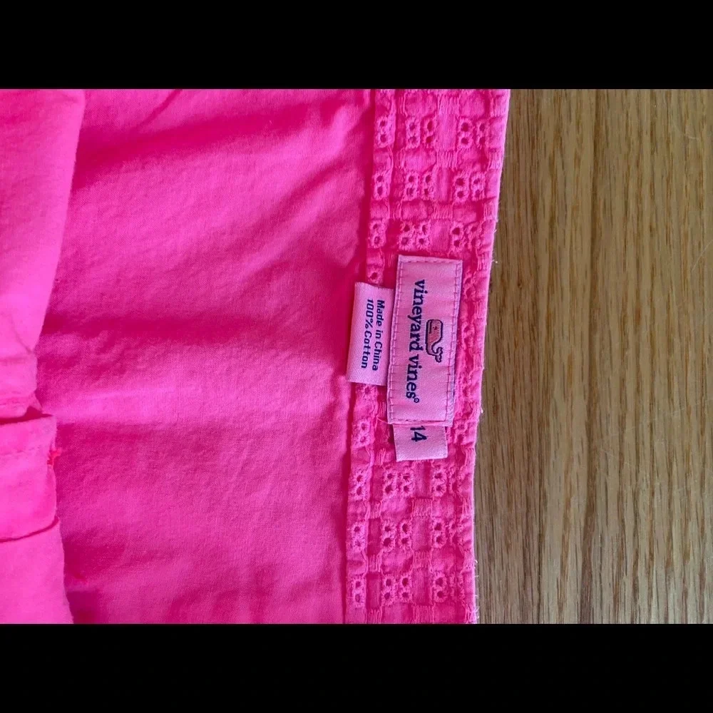 Vineyard Vines Girls Size 14 Skirt Neon Pink Button Front Pocket Skirt Bright‎